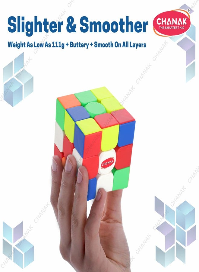 Chanak مكعب تشاناك 3x3 للأطفال، مكعب سرعة للأطفال والكبار، مكعب سرعة بدون ملصقات للأطفال فوق 6 سنوات، معتمد من مكتب المعايير الهندية (مكعب 3x3). - Image 2